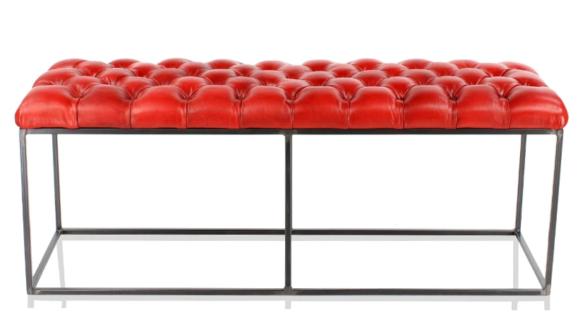 Banc Chesterfield cuir rouge