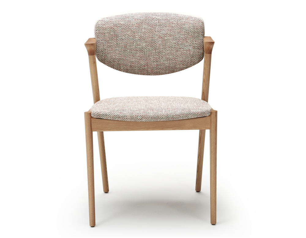 Chaise scandinave bois teinte naturelle assise tissu fusion