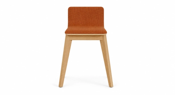 Design stool oak natural finish with coral fabric seat