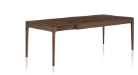 Table extensible 8 à 12 personnes en chêne et céramique allonges céramique avec bois teinte marron foncé et plateau et allonges céramique brun oxydé 180x100 cm