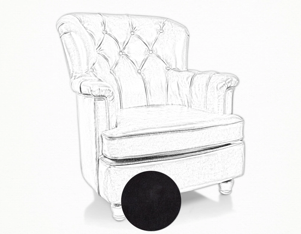 Fauteuil Chesterfield cuir noir moyen dossier Fauteuil Chesterfield cuir noir moyen dossier