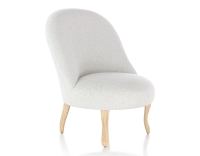 Fauteuil crapaud sans accoudoirs pieds bois teinte naturelle et tissu bouclé blanc Fauteuil crapaud sans accoudoirs pieds bois teinte naturelle et tissu bouclé blanc