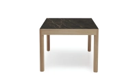 Table extensible 8 à 12 personnes en chêne et céramique allonges céramique bois teinte naturelle et céramique effet marbre noir 160x100 cm