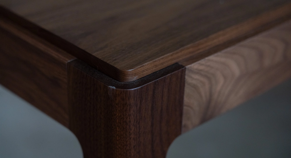 Console fixe en noyer sans tiroir teinte naturelle 100x40 cm