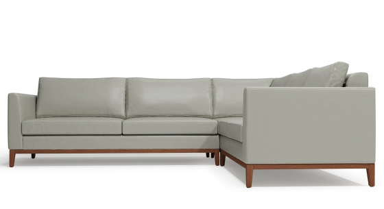 Canapé d'angle 6 places cuir gris perle (2,5g - a - 2,5d)