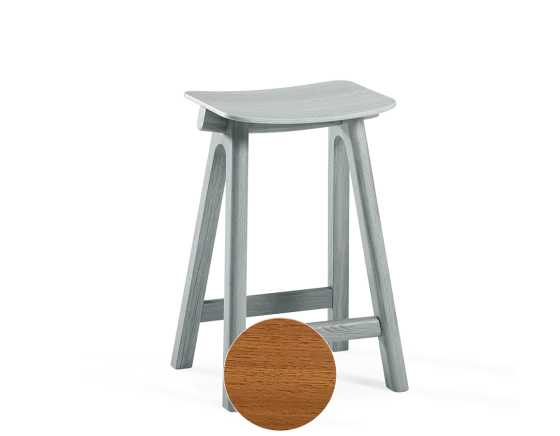 Tabouret de bar en chêne H60 cm bois teinte merisier