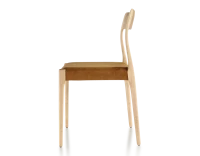 Chaise scandivave bois teinte naturelle assise tissu velours bronze