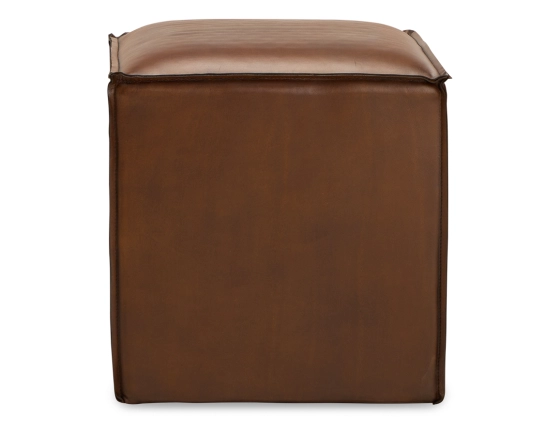 Pouf cuir marron vintage