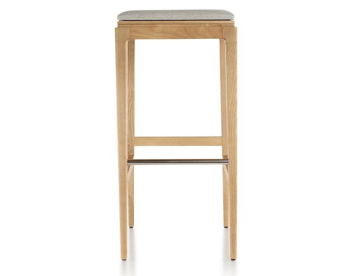 Tabouret de bar design H80 cm bois teinte naturelle assise tissu beige naturel Tabouret de bar design H80 cm bois teinte naturelle assise tissu beige naturel