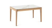 Table extensible 8 à 10 personnes en chêne et céramique allonges céramique avec bois teinte naturelle et plateau et allonges céramique effet marbre blanc 180x90 cm Table extensible 8 à 10 personnes en chêne et céramique allonges céramique avec bois teinte naturelle et plateau et allonges céramique effet marbre blanc 180x90 cm