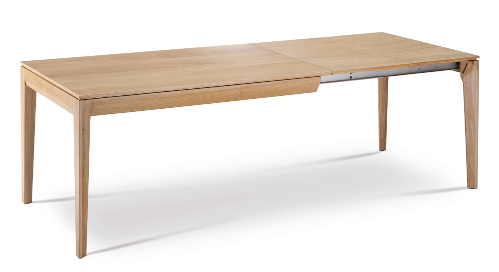 Table extensible en chêne 6 à 10 personnes avec plateau et allonges bois teinte naturelle 140x90 cm