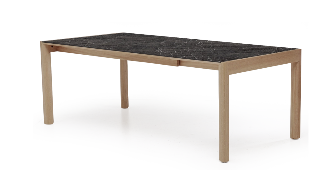 Table extensible 8 à 12 personnes en chêne et céramique allonges céramique bois teinte naturelle et céramique effet marbre gris 160x100 cm Table extensible 8 à 12 personnes en chêne et céramique allonges céramique bois teinte naturelle et céramique effet marbre gris 160x100 cm