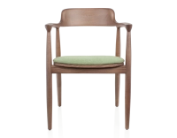 Chaise scandinave bois teinte noyer et tissu vert Chaise scandinave bois teinte noyer et tissu vert