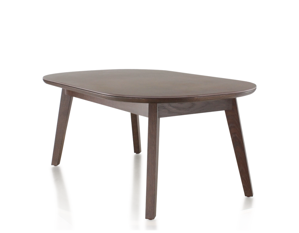 Table basse ovale en chêne et céramique avec bois teinte marron foncé plateau céramique brun oxydé 100x60 cm Table basse ovale en chêne et céramique avec bois teinte marron foncé plateau céramique brun oxydé 100x60 cm