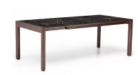 Extending table for 8 to 14 people in walnut and ceramic with ceramic extensions natural wood finish and black marble-effect ceramic m2 210x100 cm Extending table for 8 to 14 people in walnut and ceramic with ceramic extensions natural wood finish and black marble-effect ceramic m2 210x100 cm