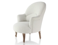 Fauteuil crapaud avec accoudoirs pieds bois teinte noyer et tissu beige naturel Fauteuil crapaud avec accoudoirs pieds bois teinte noyer et tissu beige naturel