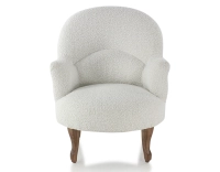 Fauteuil crapaud avec accoudoirs pieds bois teinte noyer et tissu bouclé blanc Fauteuil crapaud avec accoudoirs pieds bois teinte noyer et tissu bouclé blanc