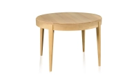 Table extensible ronde en chêne 6 à 12 personnes avec plateau et allonges en bois teinte naturelle 120 cm Table extensible ronde en chêne 6 à 12 personnes avec plateau et allonges en bois teinte naturelle 120 cm