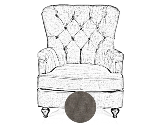 Fauteuil Chesterfield tissu gris clair haut dossier