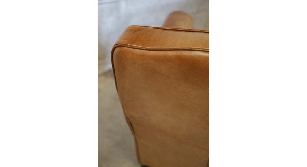 Leather club armchair light brown