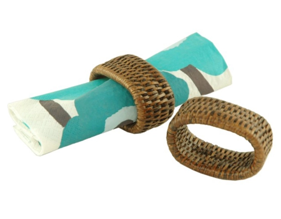 Rond de serviette ovale en rotin lot de 6