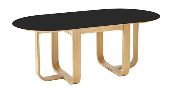 10 person oak and ceramic dining table with natural stained wood and plain black ceramic top 230x100 cm