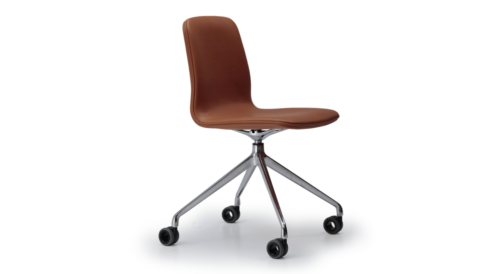 Office chair with 5 branches assise cuir camel