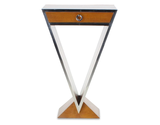 Art Deco console table with single drawer cherry-stained wood