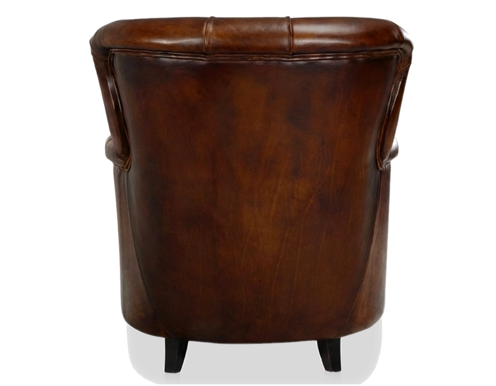 Chesterfield leather armchair medium high back dark brown