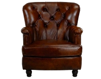 Chesterfield leather armchair medium high back dark brown