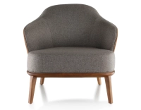 Fauteuil design cuir caramel et tissu brun Fauteuil design cuir caramel et tissu brun