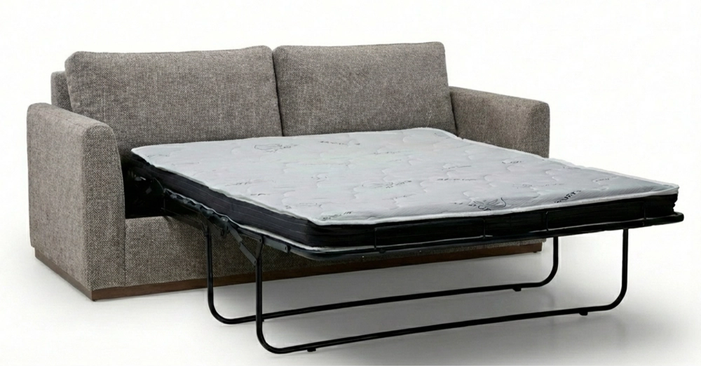 Canapé convertible 3 places tissus chiné marron