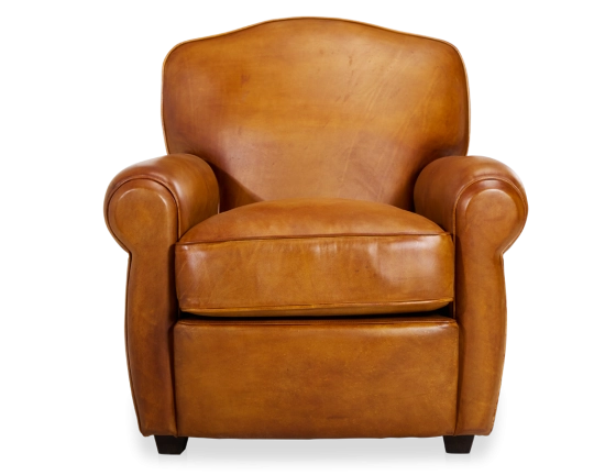 Fauteuil club cuir cognac