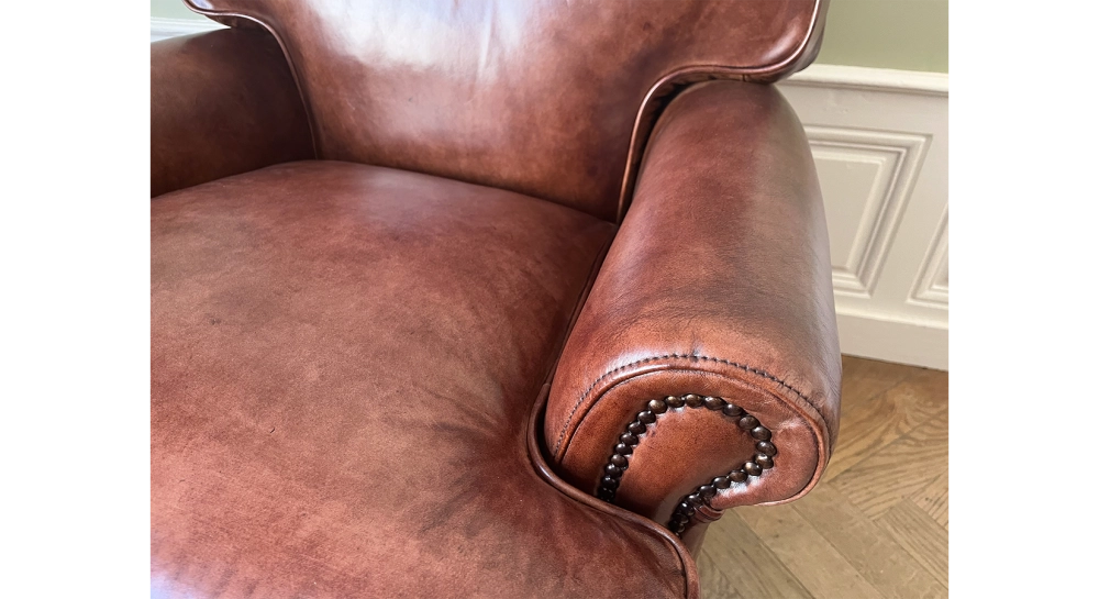 Fauteuil club cuir marron vintage Fauteuil club cuir marron vintage