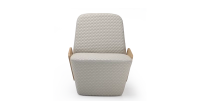 Fauteuil design sans accoudoirs chêne teinte naturelle assise tissu beige Fauteuil design sans accoudoirs chêne teinte naturelle assise tissu beige