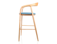 Bar stool h80 cm natural tint blue jean fabric seat natural wood stain and denim fabric Bar stool h80 cm natural tint blue jean fabric seat natural wood stain and denim fabric