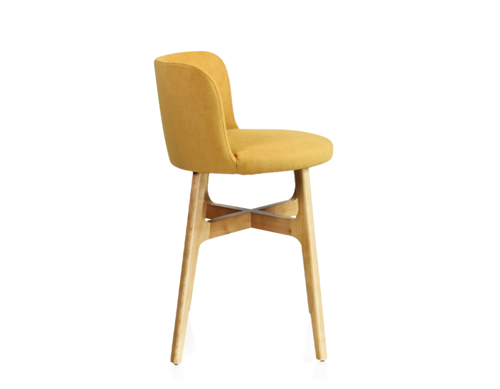 Tabouret de bar h60 cm bois teinte naturelle assise tissu jaune Tabouret de bar h60 cm bois teinte naturelle assise tissu jaune
