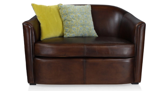 Canapé club cuir 2 places marron soutenu