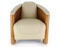 Fauteuil club bois et cuir beige Fauteuil club bois et cuir beige
