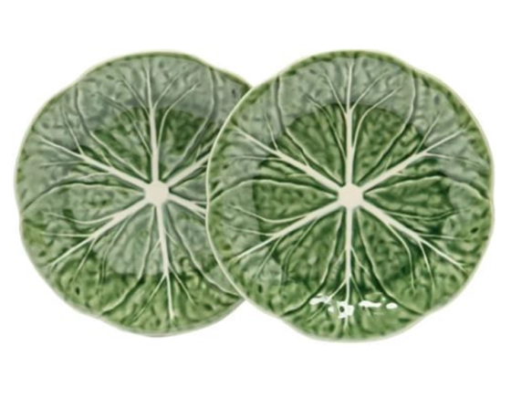 19cm green earthenware dessert plates set of 2
