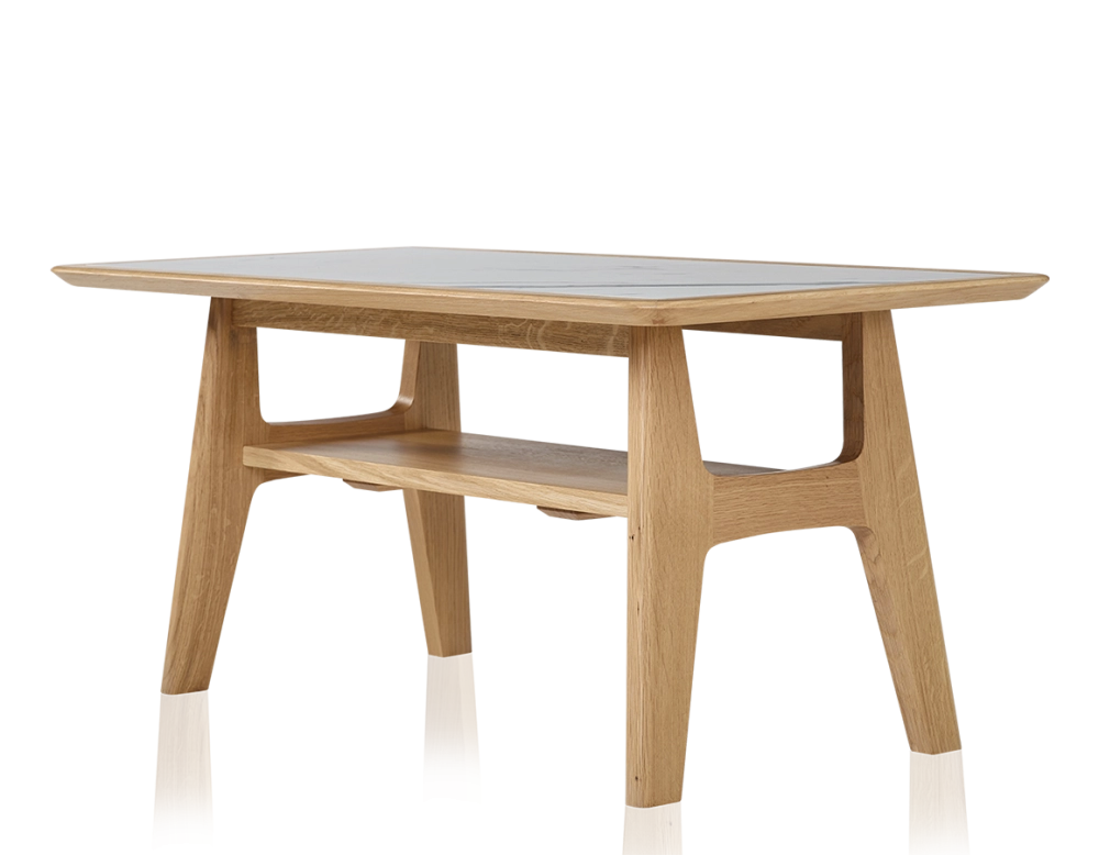 Table basse rectangulaire en chêne et céramique avec bois teinte naturelle plateau céramique effet marbre blanc 100x50 cm Table basse rectangulaire en chêne et céramique avec bois teinte naturelle plateau céramique effet marbre blanc 100x50 cm