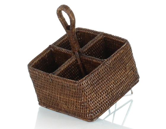 Brown rattan cutlery range