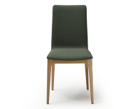 Chaise design bois teinte naturelle assise tissu vert forêt Chaise design bois teinte naturelle assise tissu vert forêt