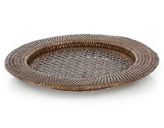 Dessous d'assiette en rotin brun ajouré