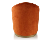 Fauteuil club tissu tissu velours terracotta socle bois effet laiton Fauteuil club tissu tissu velours terracotta socle bois effet laiton