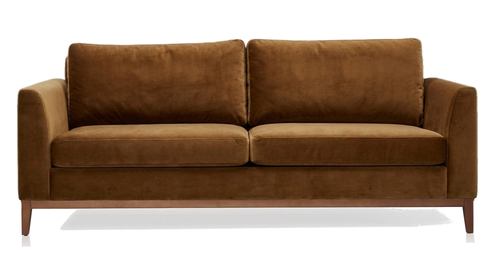 Canapé design 3 places tissu velours bronze