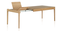 Mesa extensible de roble de 8 a 12 comensales con tablero y extensiones de madera en tinte natural 160x100 cm