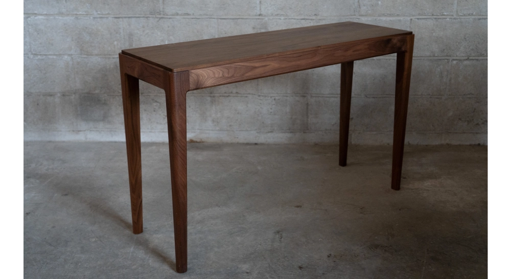 Console fixe en noyer sans tiroir teinte naturelle 100x40 cm