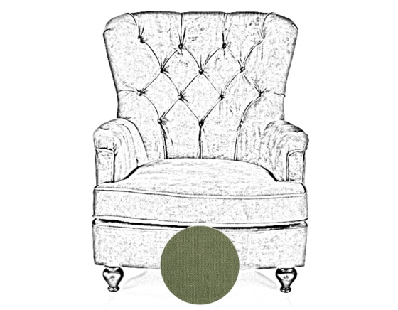 Fauteuil Chesterfield tissu vert haut dossier