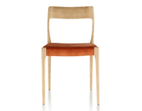Scandinavian chair natural wood stain, terracotta velvet fabric seat Scandinavian chair natural wood stain, terracotta velvet fabric seat